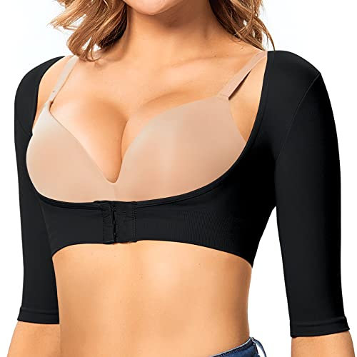 Joyshaper Damen Push Up Unterbrustkorsett Arm-Shaper Oberarme Schlanker Körper Kompression Rücken-Stabilisator Schulter-Arm-Kontrolle zur Haltungskorrektur, Schwarz-Kurzarm, XXL