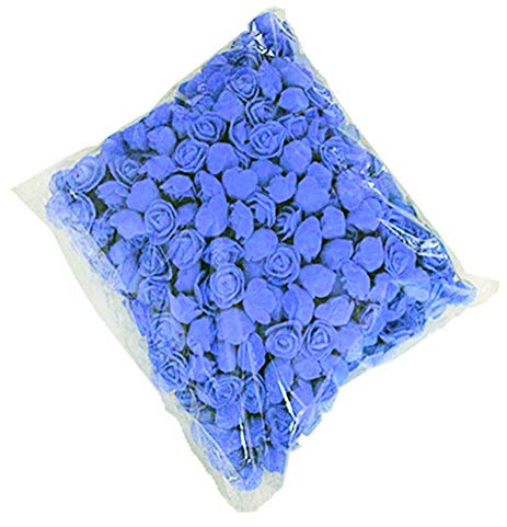 DIY Rose Head, 500 unids PE Espuma Rosa Cabeza Flor Artificial para DIY Oso Muñeca Boda Decoración Casa Azul Real 500 piezas