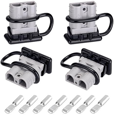 Spurtar Batterie Stecker 50A, 4 Stück 12V 6AWG Akku Schnellanschluss Stecker, Batterieanschluss für Auto Wohnmobil Wohnwagen
