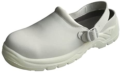 Hurry Jump - Chaussure Cuisine Femme Homme, Sabot Medical Femme Unisex, Semelle Antidérapante, Résistante aux Perforations, Coque de Protection en Acier, Certifié en 20345, Blanc, 39