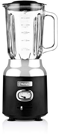 Westinghouse Retro Food Blender - 600 Watt Liquidiser Blender for Kitchen - Smoothie Maker with 1.5 L Glass Jug - Mixer Blender For Milkshake, Soup, Fruit, Juice & Smoothies - Black