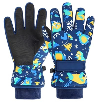Waterproof Kids Gloves Winter Cold Weather Mittens Fleece Lined Thermal Warm Snow Ski Cycling Glove for Age1-13 Boys Girls Kid Boy toddler Girl Children Skiing Snowboarding Running Walking Sport S