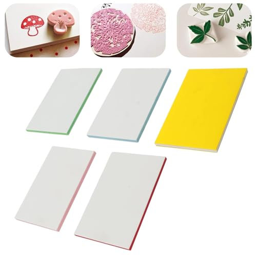Gummistempel-Schnitzblöck-Set, Holzstempel für Scrapbooking, Stempel schnitzblöcke, 5 STÜCKE, bunter Sandwiching, doppelseitig, DIY-Gummiblock-Stempel, Schnitzen für Druckgrafik, Tapeten und Kunst