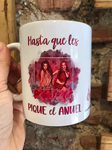 Taza de cerámica hasta que les pique el Anuel TQG. Shakira. Karol G. Original. Diseños propios. Personalizados.