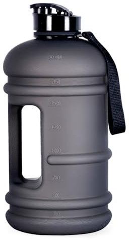 TOOFEEL trinkflasche 2l- 2 Liter Trinkflasche BPA frei, große Flasche, wiederverwendbare Sport Trinkflasche mit Maßen markiertes -matte black