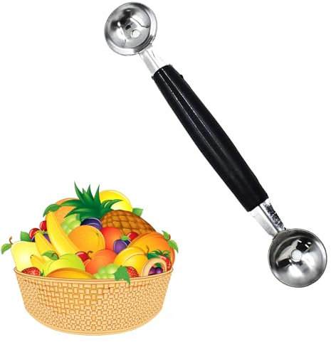 Siqian Double Sided Melon Baller, Melon Ball Scoop,Fruit BallerMelon Double Sided Stainless Steel Round Ice Cream Cookie Dessert Scoop for Fruit Ice Cream