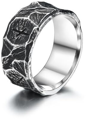 GTHIC Anillos vikingos de acero inoxidable para hombres y mujeres, anillo punk vintage, amuleto de runas nórdicas, regalo de joyería para pareja, tamaño 8