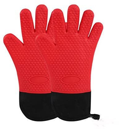 SilteD Lange Ofenhandschuhe, wärmeisolierte Fingerhandschuhe, rutschfest, Mikrowellen-Ofenhandschuhe, Greifer, Topflappen, Grill, Backwerkzeug (Farbe: 3er-Pack, Größe: Talla �nica)