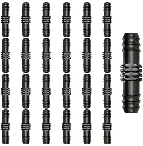 VooGenzek 25 Stücke 16mm Bewässerung Verbinder, Kunststoff Tropfbewässerungsschlauch Verbindungsstücke, Tropfschlauchverbinder, Schlauch Verbinder für Bewässerung System, Gerade