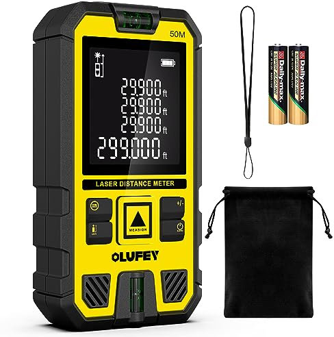 OLUFEY Metro Laser 120M, Dispositivo di Misurazione Della Distanza Laser IP54 Strumento di Misura Digitale Portatile Range Finder con Livelli di Bolle e LCD Retroilluminato