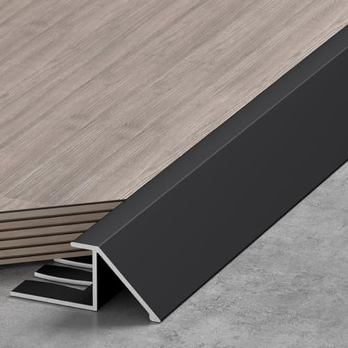 EliteBloom Transition Strip Wood Flooring Transition Ramp Reducer, Indoor Metal Threshold Cover for Uneven Floors/Tiles/Carpet, Laminate Underlay Edge Trimming Bar (Color : Black, Size : 10Mm-12Mm)