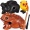BESTonZON 3st Zen-gartendekoration Tonblock Für Musikinstrumente Musiktiere Kleine Froschstatue Guiro-instrument Hölzerne Tierinstrumente Tiertonblock Tiermusikblock Singen Zubehör Holz