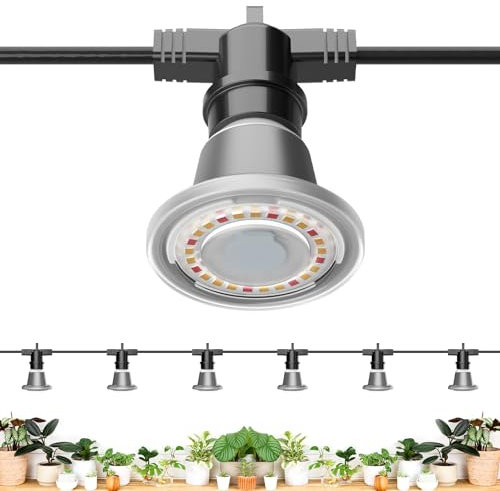 SANSI Pflanzenlampe LED Vollspektrum für Zimmerpflanzen, IP54 Wasserdichte Pflanzenleuchte Lichterkette mit 6 Stücke E27 12W Wachstumslampe Birnen für Gewächshaus, Sämling, Blumen, Gemüse (6,7 Meter)