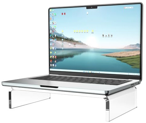 Monitorständer Acryl, Bildschirmerhöhung Acryl 30,5 x 20,3 x 7,6 cm Transparenter Monitorständer für Schreibtisch für Laptop PC Computer Langlebiger Stabiler Leicht Reinigen, Platzsparender Organizer