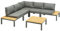Liadomo Loungeset San Carlo - modulare Ecklounge - verstellbar - Teakholz-Ablagen - mit Loungetisch - Aluminium-Gestell - Outdoor-Kissen - 6-teilig