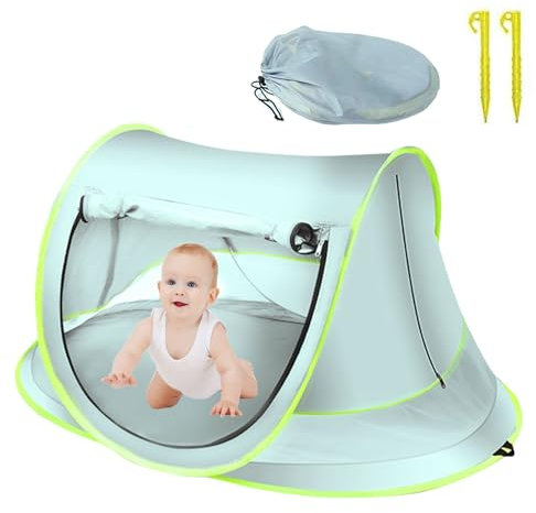 Portable Beach Pop up Tent with UPF 50+ Sun Protection - Foldable UV Shelter Umbrella for Family, Yard, Picnic, Garden, Hiking (Blue)