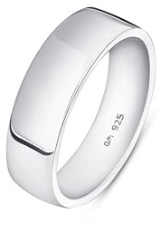 Amberta Solid 925 Sterling Silver Gold Plated Mens Wedding Ring Band | 5 6 8 mm Wide Thumb Court Shape Polished Silver Ring for Men