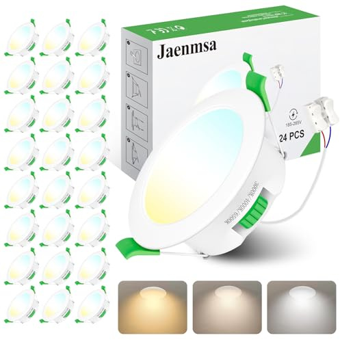Jaenmsa Faretti LED da Incasso per Cartongesso 230V, 7W Foro Ø 65-75mm Faretti Incasso Cartongesso Ip44, Dimmerabile, Luce Calda 3000K Luce Neutra 4000K Luce Freddo 6500K, Set di 24