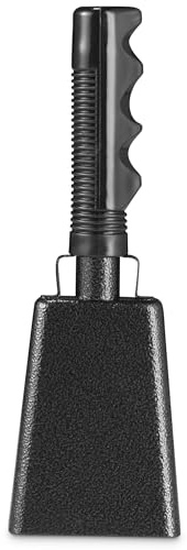 Steel Cow Bell Loud Cheering Noise Makers for Sporting Events, Cowbell with Handle For Football Games, School Spirit, Rallies & Celebrations - Large Cow Bells Black Matel Percussion Music Instrument