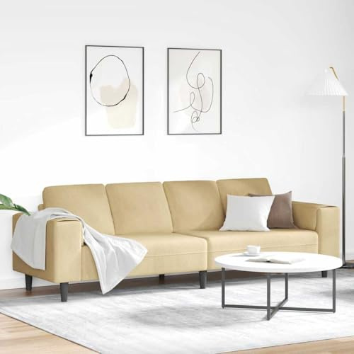 YuuSsea tygsoffa med kudde, grågrön, 208 cm, manchestertyg, modern 4-sitsig soffa för vardagsrum, robust träram, andas