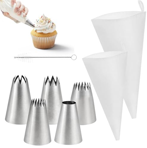 Juego de mangas pasteleras con boquillas, mangas pasteleras reutilizables, boquillas de acero inoxidable, cepillo de limpieza, bolsa pastelera para decoración de galletas, utensilios para hornear