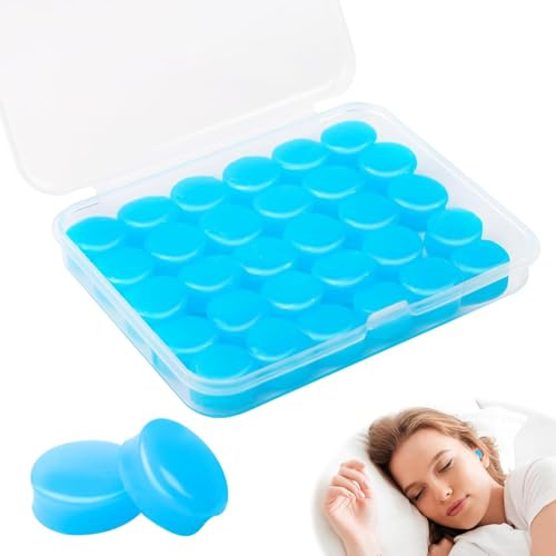 15/30 Pezzi Tappi Auricolari in Silicone Blu Riutilizzabili Modellabili, Impermeabili Antiacustici per Dormire Nuotare Aereo, Protezione Udito Contro Russamento e Rumore (30 pz)