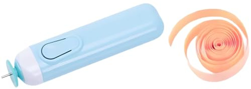 Deskium Elektriskt quillingverktyg, slitsat papper rullpenna, blå plast, 9,9 cm med 2,5 cm metallstift, enkel användning med en knapp för gör-det-själv-hantverk, konstnärliga projekt