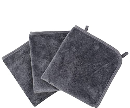 KinHwa Toallitas desmaquillantes de microfibra lavables de microfibra Toallitas limpiadoras faciales Toallitas limpiadoras supersuaves y reutilizables 30 cm x 30 cm 3 unidades Gris
