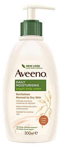 Aveeno Crème corporelle hydratante quotidienne au yaourt, vanille, 300 ml (lot de 1), parfum vanille et avoine