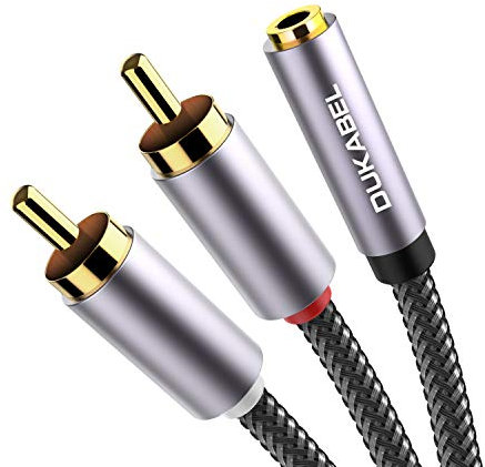 DuKabel Cinch Klinke Adapter 3,5mm Buchse zu 2 X Chinch Stecker Stereo Audio Y Rot Weiß Kabel mit 99.99% 4N-OFC für Heimkino, HiFi-Receiver, Verstärker - Top Series (30cm)