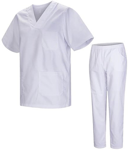Misemiya - Ensemble Uniformes Unisexe Blouse - Uniforme Médical avec Haut et Pantalon - Ref.8178 - Medium, Blanc 21