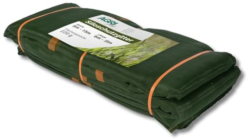 AGRI plus Grille de protection pour silo - 10 x 12 m - Vert - Filet en silo de qualité supérieure de 220 g/m² en tissu monofilament indéchirable - Grille de protection contre les oiseaux bordée tout