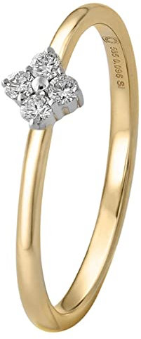 trendor Diamant-Ring für Damen 585 Gold Brillantring zauberhafter Ring aus Echtgold für Frauen, edle Geschenkidee 51752-54 Ringgröße 54/17,2