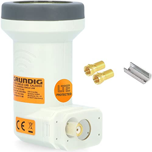 [ Test très bien, note 1.2 *] GSS Helios Single LNB + 2 fiches F, avec blindage LTE et protection solaire, 1 compartiment HD, 4 K LMB pour 1 participant, (téléviseur, récepteur satellite) LNC pour