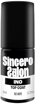 SINCERO SALON Top Coat No Wipe Super Shiny INO – Top Coat Semipermanente de Alto Brillo – Tecnología INO - Slim Manicure - Resistente a Rayaduras – Gel UV LED - Capa Superior Ultra Brillante - 6ml