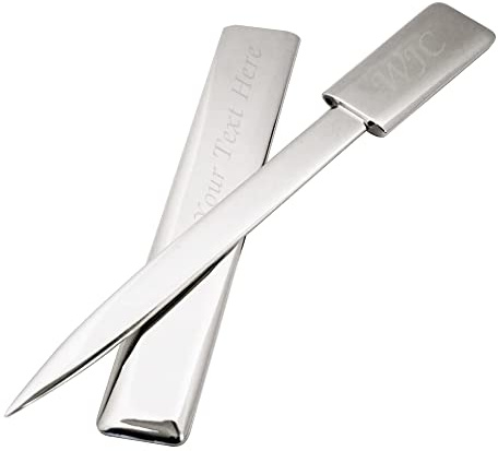 Personalised Engraved Silver Plated Letter Opener in a Shiny Metal Sheath Presented in Gift Box