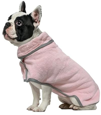 PetSmiler Hundebademantel - Saugfähiger Bademantel Hund mit Klett Hundebademantel Mittelgroße Hunde Trocknet Schnell Hunde Bademantel nach dem Baden, Schwimmen oder Spaziergang im Regen (Rosa S)