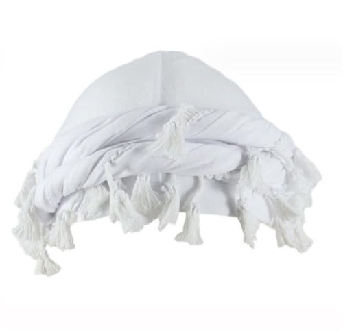 HIQIU Turbante Durag Vintage para hombre, con forro de satén, para cuello, turbante trenzado, durag, Blanco, 58/60 cm