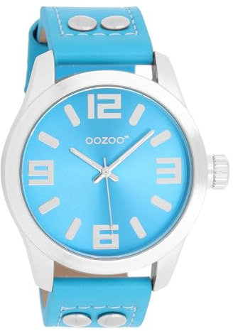 Oozoo Armbanduhr Junior Basic Neon Line mit Lederband 40 MM in verschiedenen Farbvarianten (Neon Blau)