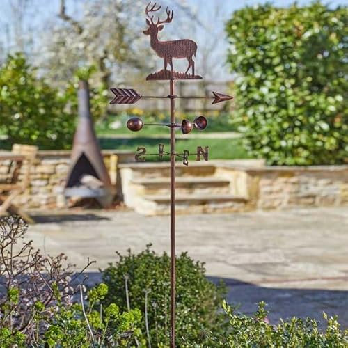Garden Mile 170cm Stag Bronze Weathervane For Gardens Metal Garden Stakes Outdoor Animal Ornament Gardens Stakes Weathervane