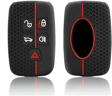 Misuyue Silicone Range Rover Key Cover for Land Rover LR4 Sport Freelander Evoque Velar Vogue Jaguar XF XJ XJL XEL XFL F-pace Discovery, 5 Button Evoque Key Fob Cover (1PC)