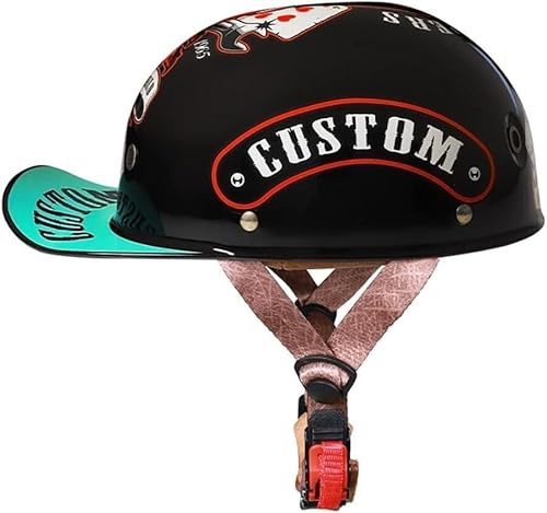 Halbschalenhelm Mit ECE-Zulassung Vintage Motorradhelm Baseball Cap Cruiser Chopper Scooter Helm Herren Retro Motorrad Halbhelm Damen Mofa Helm(15,XL(61~62CM))
