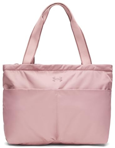 Under Armour dam Studio Lite Tote, vattenavvisande tygväska med blixtlåsstängning, väsentlig och mångsidig sportväska för damer, turmalin rosa/rödbrun dimma, OSFM