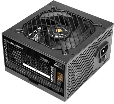 Mars Gaming MPB550SI, PC-ATX-Netzteil 550W, 7 Jahre Garantie, 80Plus Bronze 230V, 90% Effizienz, SI Extreme Silence Lüfter mit Kupferkern, AI2-RPM-, DC-DC- und SMD-Technologien, Schwarz