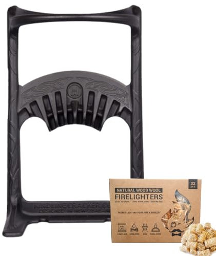 Kindling Cracker™ King With Fire Lighters. Heavy-Duty Manual Log Splitter. Ensures Safe & Easy Wood Splitting for Fire Logs, Pizza Oven, BBQ, Fireplaces, Wood-Burning Stoves. Firepit Accessories