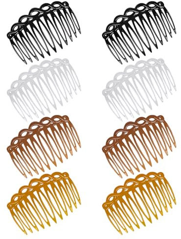 WLLHYF 8 peines laterales para el cabello francés, pinzas para el cabello para mujer, 4 colores, accesorios decorativos para peinar el cabello, pinzas para novia, boda, citas