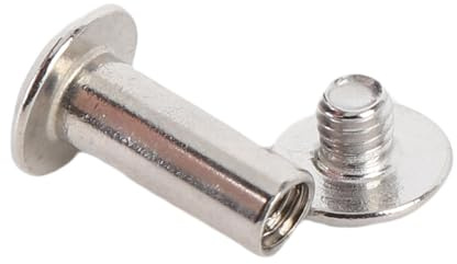 Aramox 50 Set di Rivetti in Pelle, Viti Assortite in Acciaio Inossidabile, Set di Viti per Rivetti a Testa Piatta e Rotonda M4, Elementi di Fissaggio per Rilegatura e Decorazione