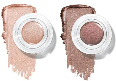 LOPHE Lidschatten Glitzer, 2PCS Mousse Eyeshadow Gel-Textur, Creme-Lidschatten, Extrem Farbe, Glänzendes Finish (Braun,Roségold)
