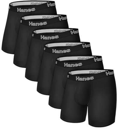 Hanes Men's Boxer Brief Underwear Pack, Stretch Cotton Boxer Briefs for Men, Moisture-Wicking, 6-Pack