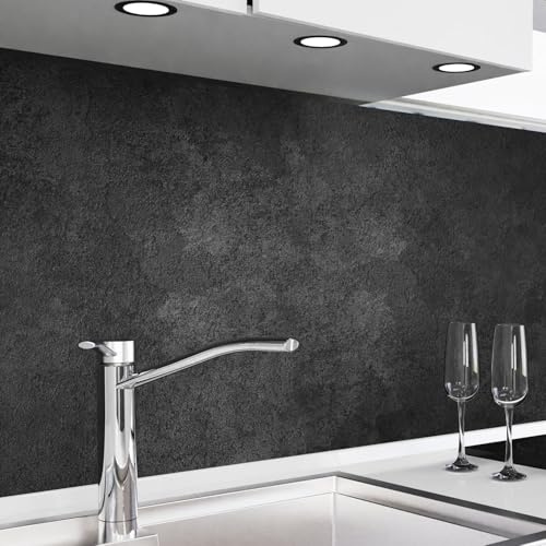 danario Küchenrückwand selbstklebend - Matt - Spritzschutz Küche - versteifte PET Folie - 0,4 mm - Anthrazit - 80cm x 500cm